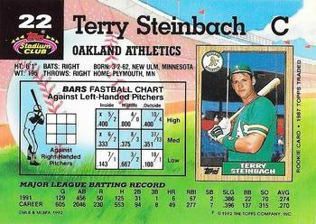 1992 Stadium Club #22 Terry Steinbach Back