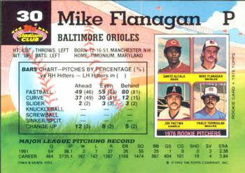 1992 Stadium Club #30 Mike Flanagan Back