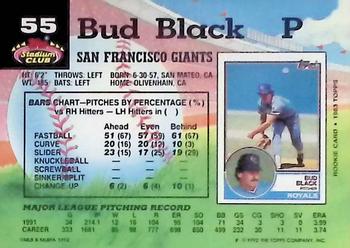 1992 Stadium Club #55 Bud Black Back