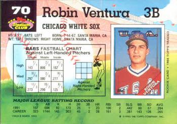 1992 Stadium Club #70 Robin Ventura Back