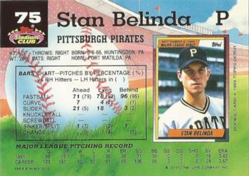 1992 Stadium Club #75 Stan Belinda Back