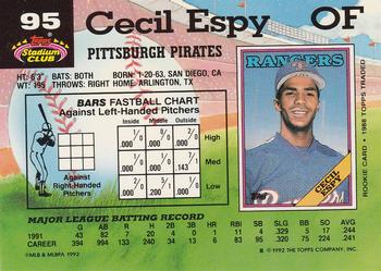 1992 Stadium Club #95 Cecil Espy Back