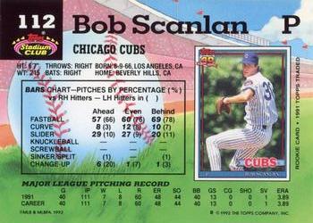 1992 Stadium Club #112 Bob Scanlan Back