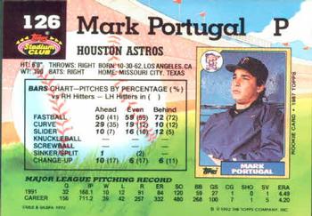 1992 Stadium Club #126 Mark Portugal Back