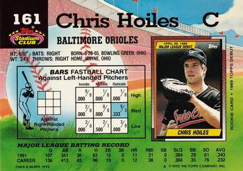1992 Stadium Club #161 Chris Hoiles Back