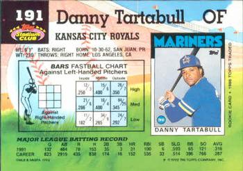 1992 Stadium Club #191 Danny Tartabull Back