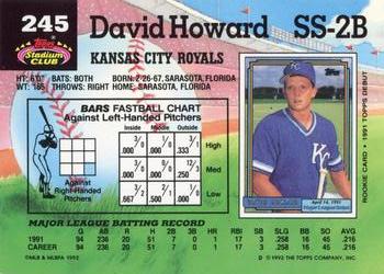 1992 Stadium Club #245 David Howard Back