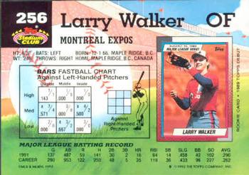 1992 Stadium Club #256 Larry Walker Back