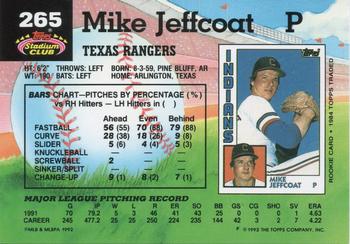 1992 Stadium Club #265 Mike Jeffcoat Back