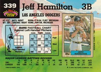1992 Stadium Club #339 Jeff Hamilton Back