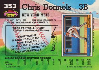 1992 Stadium Club #353 Chris Donnels Back
