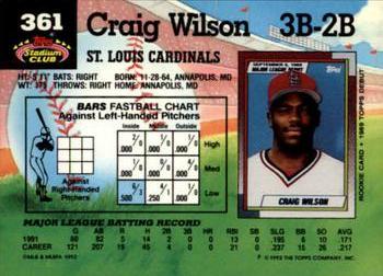 1992 Stadium Club #361 Craig Wilson Back