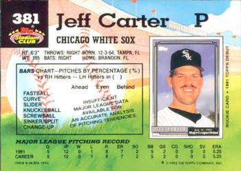 1992 Stadium Club #381 Jeff Carter Back