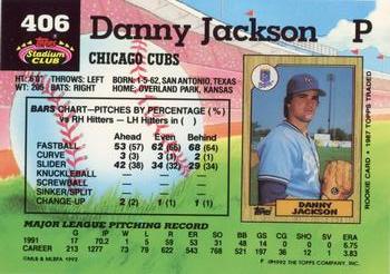 1992 Stadium Club #406 Danny Jackson Back