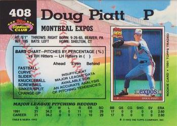 1992 Stadium Club #408 Doug Piatt Back