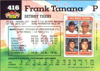 1992 Stadium Club #416 Frank Tanana Back