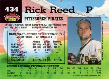 1992 Stadium Club #434 Rick Reed Back