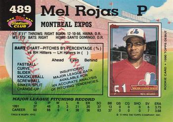 1992 Stadium Club #489 Mel Rojas Back