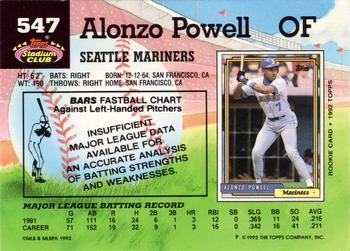 1992 Stadium Club #547 Alonzo Powell Back