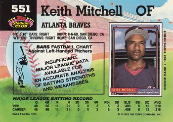 1992 Stadium Club #551 Keith Mitchell Back