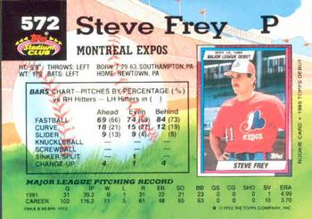 1992 Stadium Club #572 Steve Frey Back
