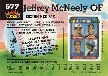 1992 Stadium Club #577 Jeff McNeely Back