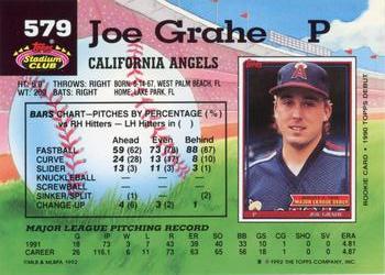 1992 Stadium Club #579 Joe Grahe Back