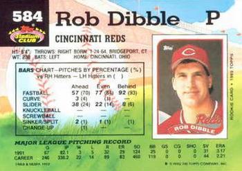 1992 Stadium Club #584 Rob Dibble Back