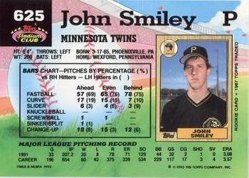 1992 Stadium Club #625 John Smiley Back