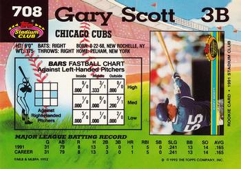 1992 Stadium Club #708 Gary Scott Back