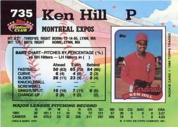 1992 Stadium Club #735 Ken Hill Back