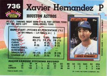 1992 Stadium Club #736 Xavier Hernandez Back