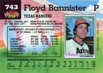 1992 Stadium Club #743 Floyd Bannister Back