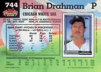 1992 Stadium Club #744 Brian Drahman Back