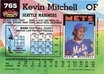 1992 Stadium Club #765 Kevin Mitchell Back