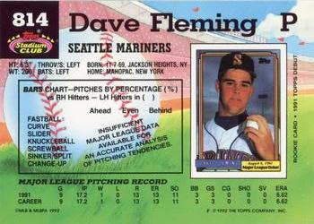 1992 Stadium Club #814 Dave Fleming Back