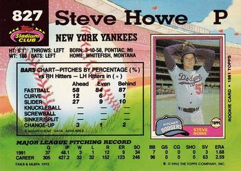 1992 Stadium Club #827 Steve Howe Back