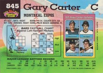 1992 Stadium Club #845 Gary Carter Back