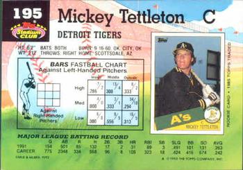 1992 Stadium Club #195 Mickey Tettleton Back