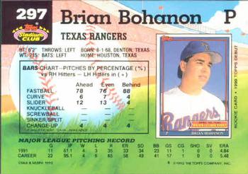 1992 Stadium Club #297 Brian Bohanon Back
