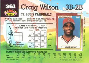 1992 Stadium Club #361 Craig Wilson Back