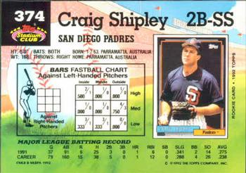 1992 Stadium Club #374 Craig Shipley Back