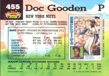 1992 Stadium Club #455 Doc Gooden Back