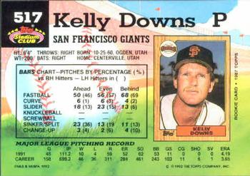 1992 Stadium Club #517 Kelly Downs Back