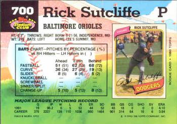 1992 Stadium Club #700 Rick Sutcliffe Back