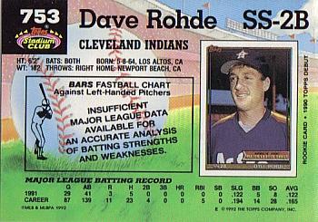 1992 Stadium Club #753 Dave Rohde Back