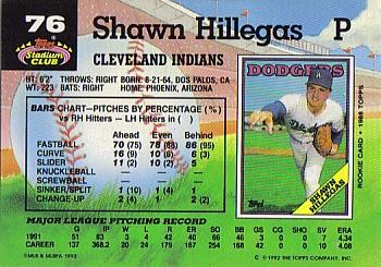 1992 Stadium Club #76 Shawn Hillegas Back