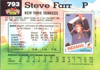 1992 Stadium Club #793 Steve Farr Back