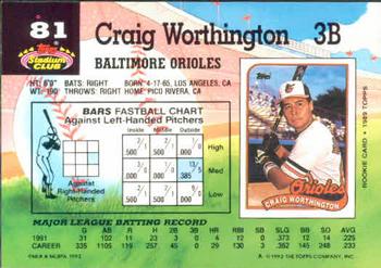 1992 Stadium Club #81 Craig Worthington Back