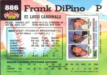 1992 Stadium Club #886 Frank DiPino Back